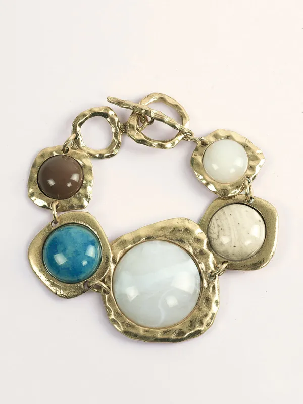 Statement Multi-Stone Golden Tone Bracelet made by COMMENSE