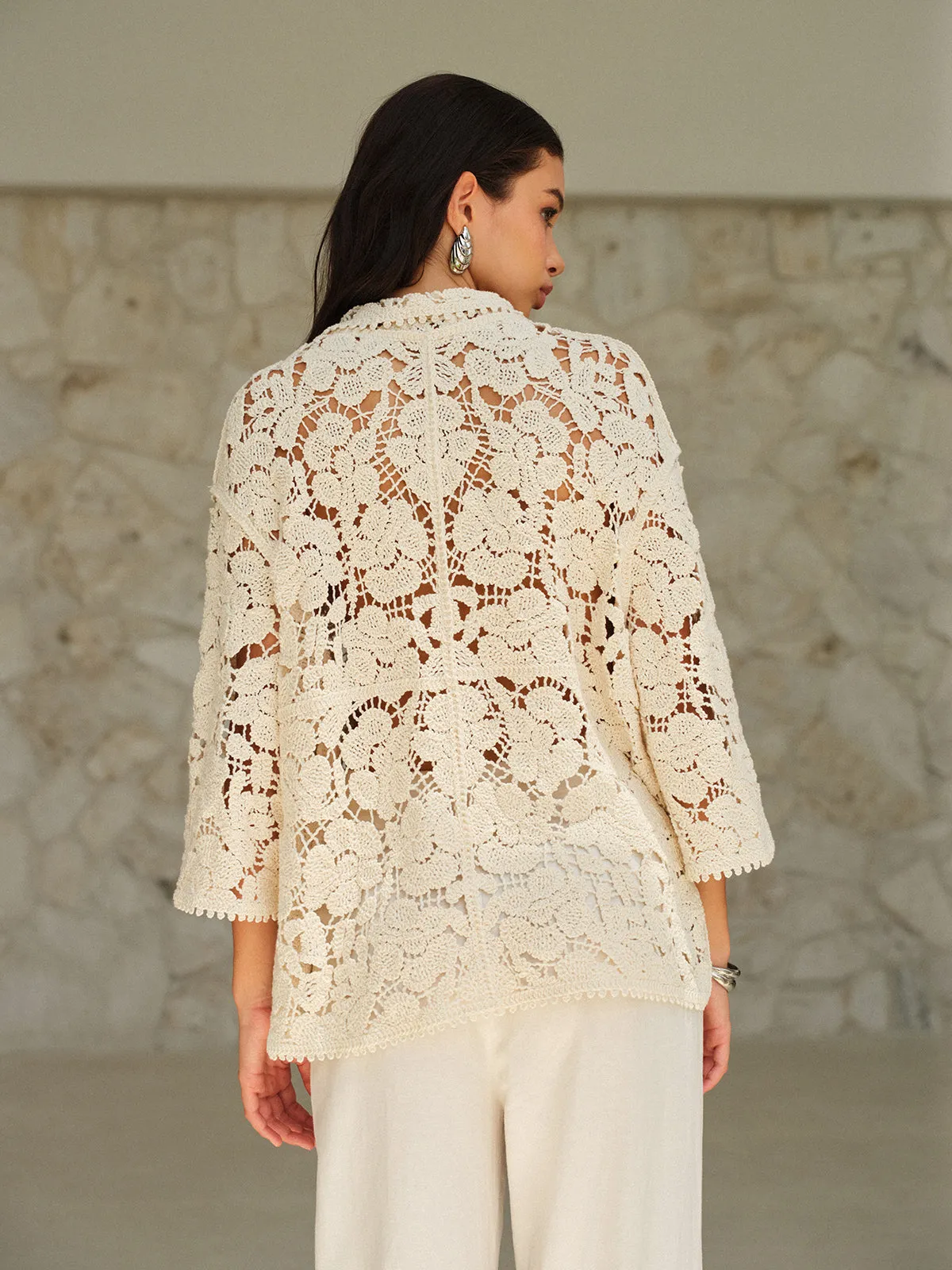 Semi-Sheer Floral Lace Top sold by COMMENSE product image thumbnail 2