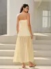 Semi-Sheer Strapless Ruched Maxi Dress sold by COMMENSE