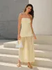 Semi-Sheer Strapless Ruched Maxi Dress sold by COMMENSE