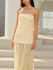 Semi-Sheer Strapless Ruched Maxi Dress sold by COMMENSE