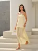 Semi-Sheer Strapless Ruched Maxi Dress sold by COMMENSE