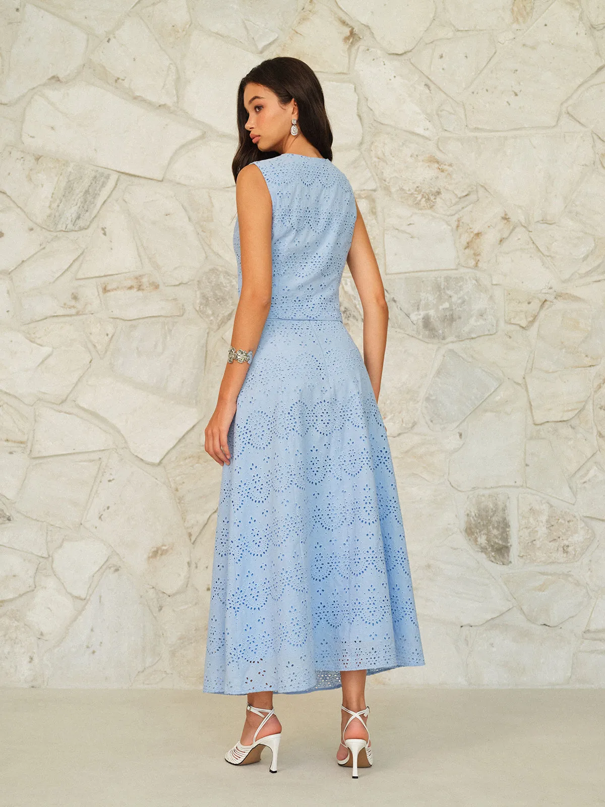 Eyelet Pattern Maxi Skirt sold by COMMENSE product image thumbnail 4