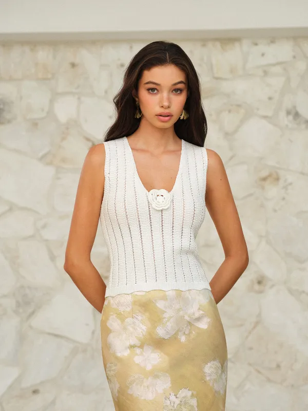 Sleeveless Sweater Vest With Flower Decoration sold by COMMENSE