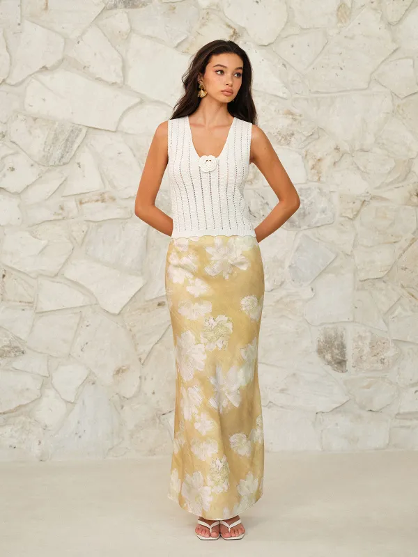 Floral Print Maxi Skirt sold by COMMENSE