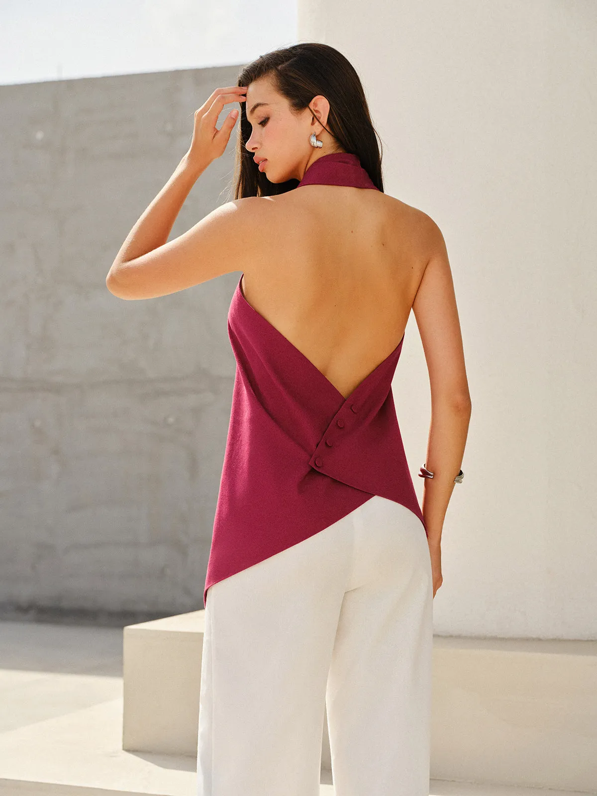 Halter-Style Cross-Neckline Backless Top sold by COMMENSE product image thumbnail 4