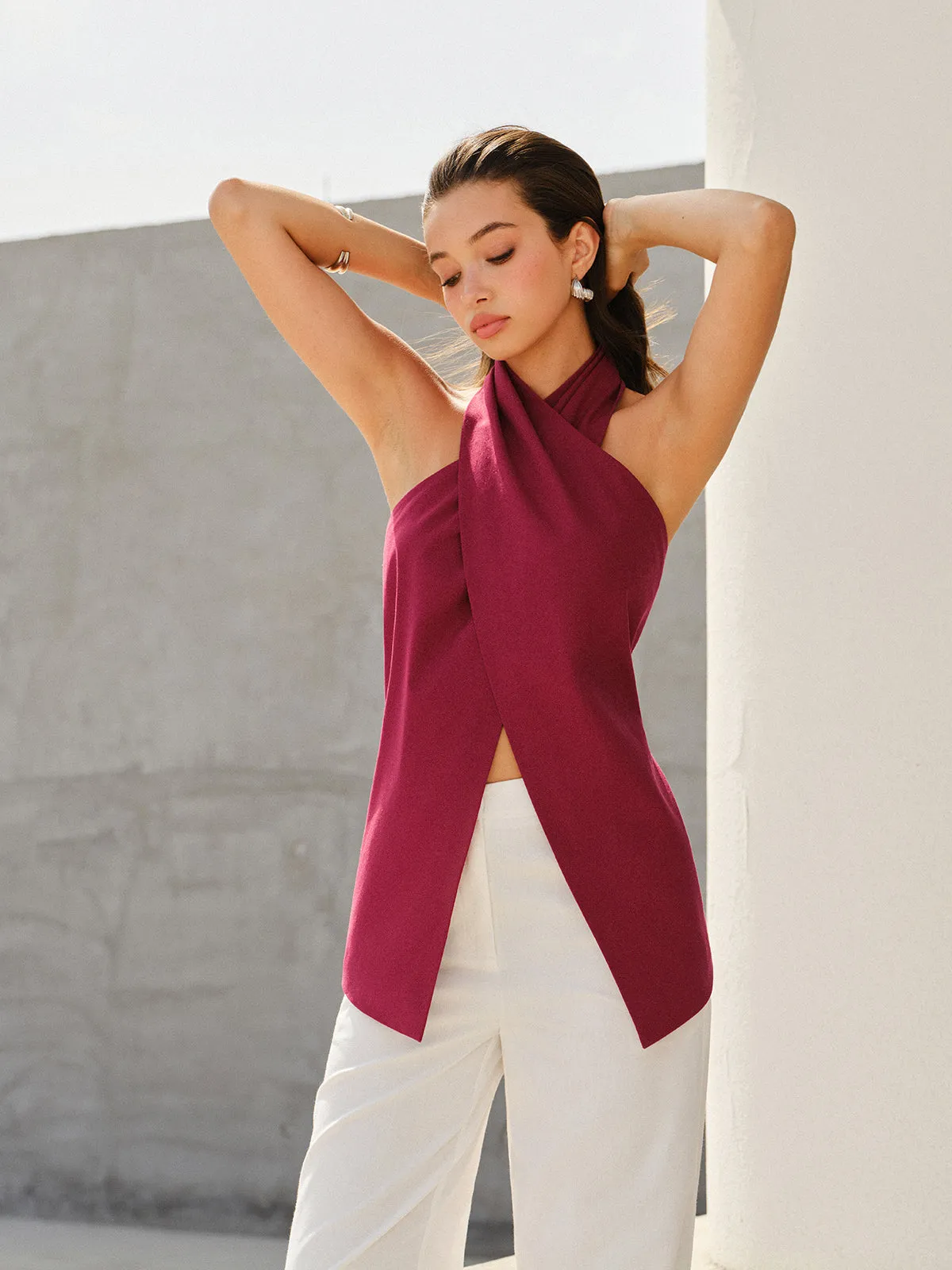 Halter-Style Cross-Neckline Backless Top sold by COMMENSE product image thumbnail 2