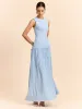 Sleeveless Knit Eyelet Pleated Maxi Dress sold by COMMENSE