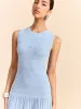 Sleeveless Knit Eyelet Pleated Maxi Dress sold by COMMENSE