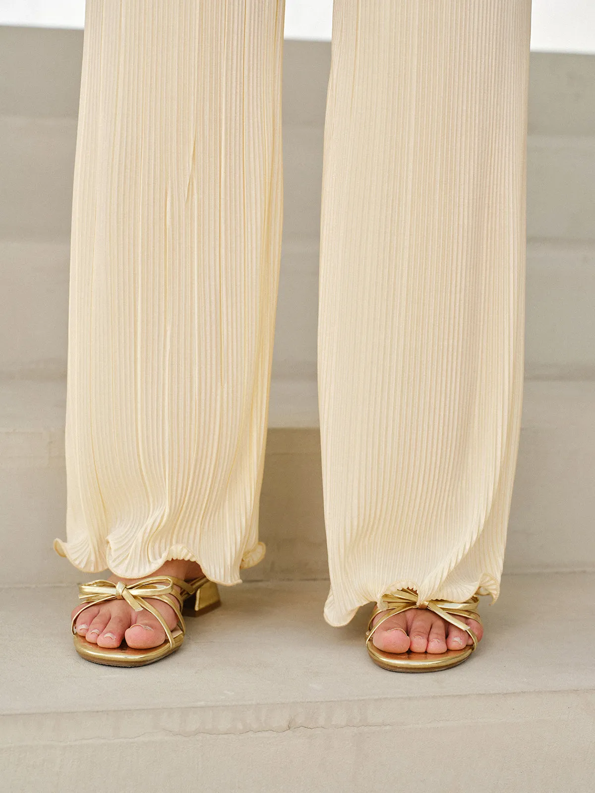 Mid-Rise Vertical Pleated Pants sold by COMMENSE product image thumbnail 3