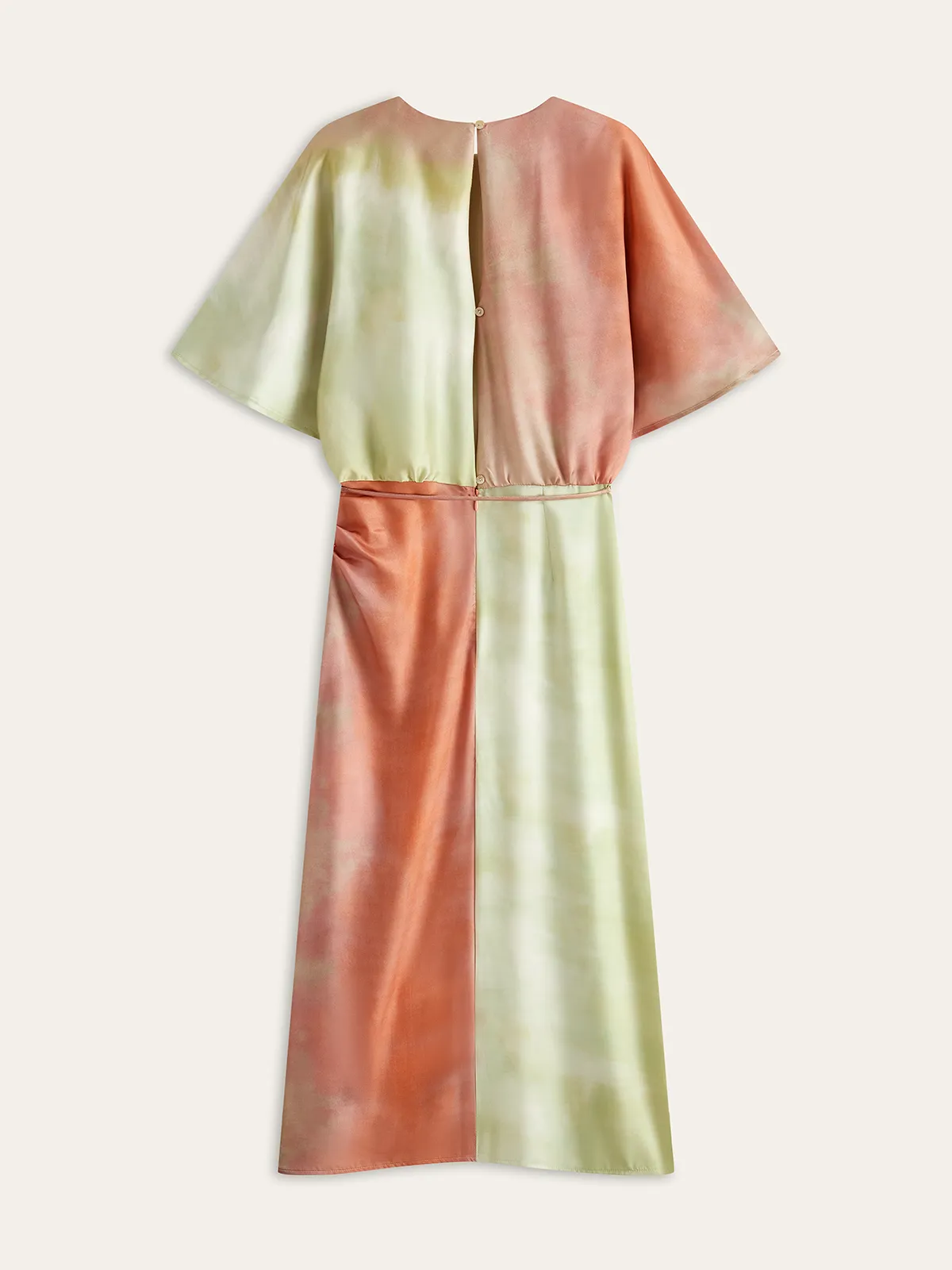 Short-Sleeve Color Gradient Maxi Dress With Cinched Waist sold by COMMENSE product image thumbnail 3