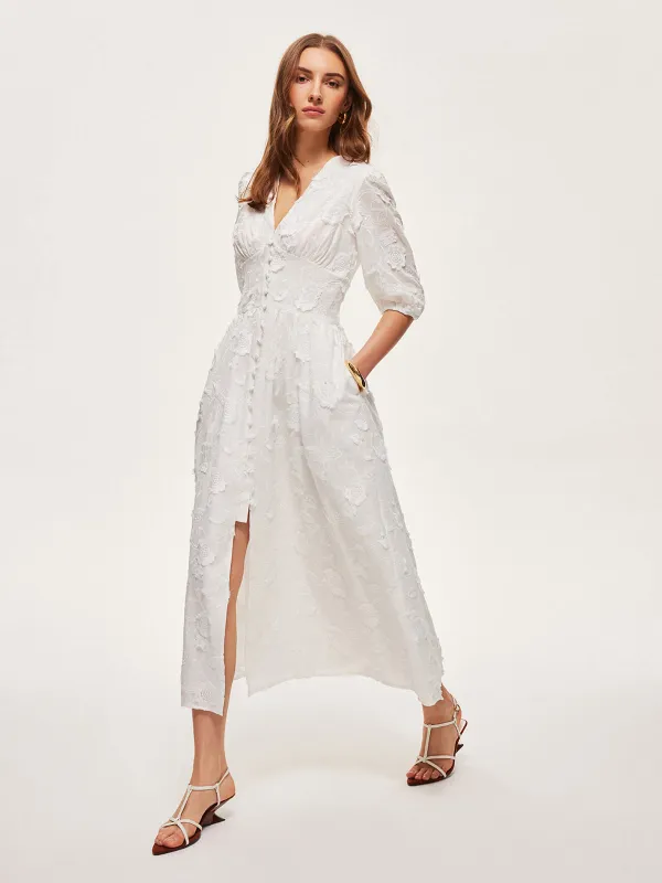 Cotton Embroidered Button-Front Dress sold by COMMENSE