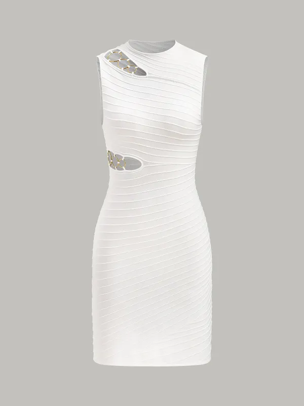 Cut-Out Chain Detail Knit Dress sold by COMMENSE