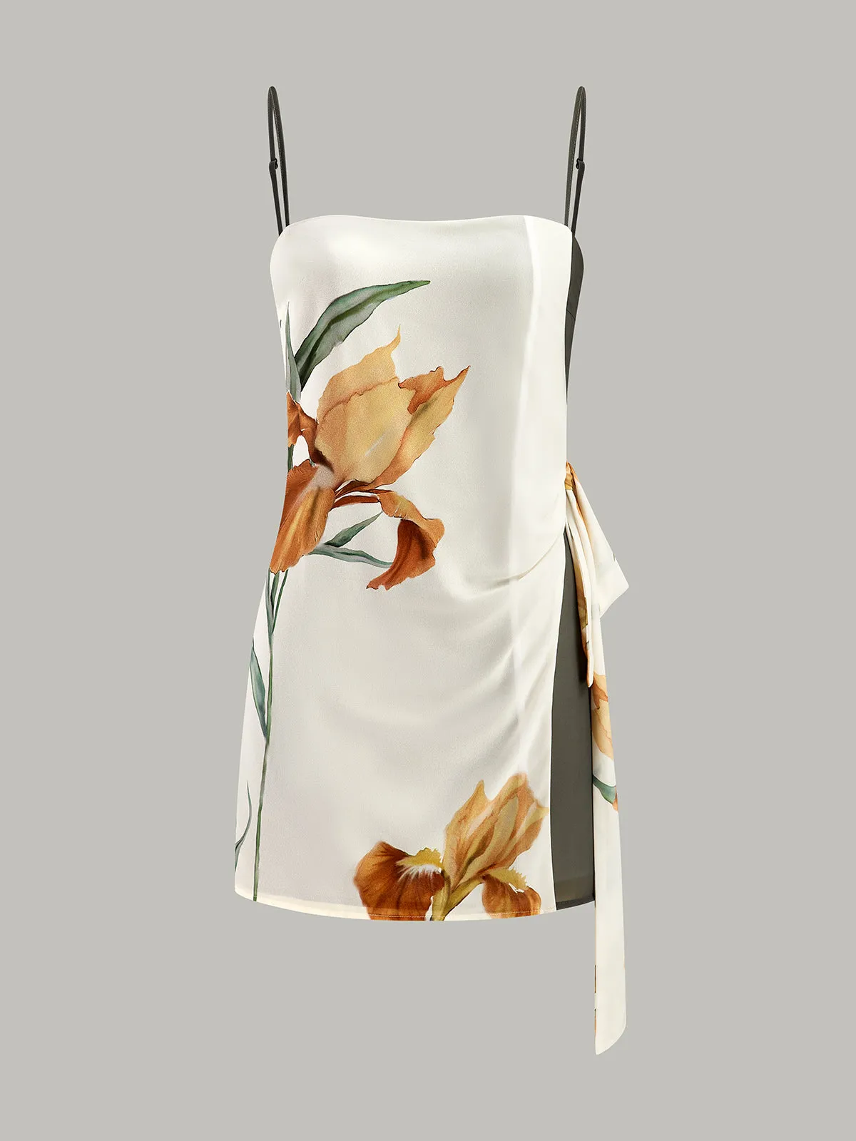 Floral Print Side Tie Cami Dress sold by COMMENSE