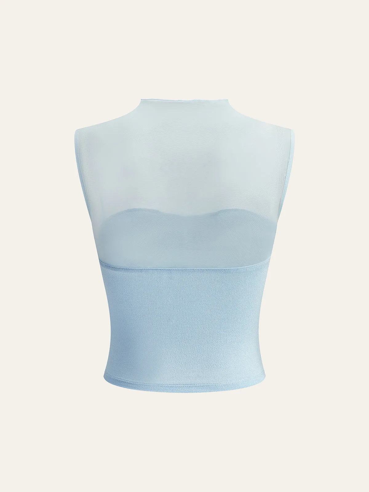 Semi-Sheer Mesh Panel Wrap Top sold by COMMENSE product image thumbnail 2