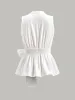 Wrap Tie Peplum Top sold by COMMENSE