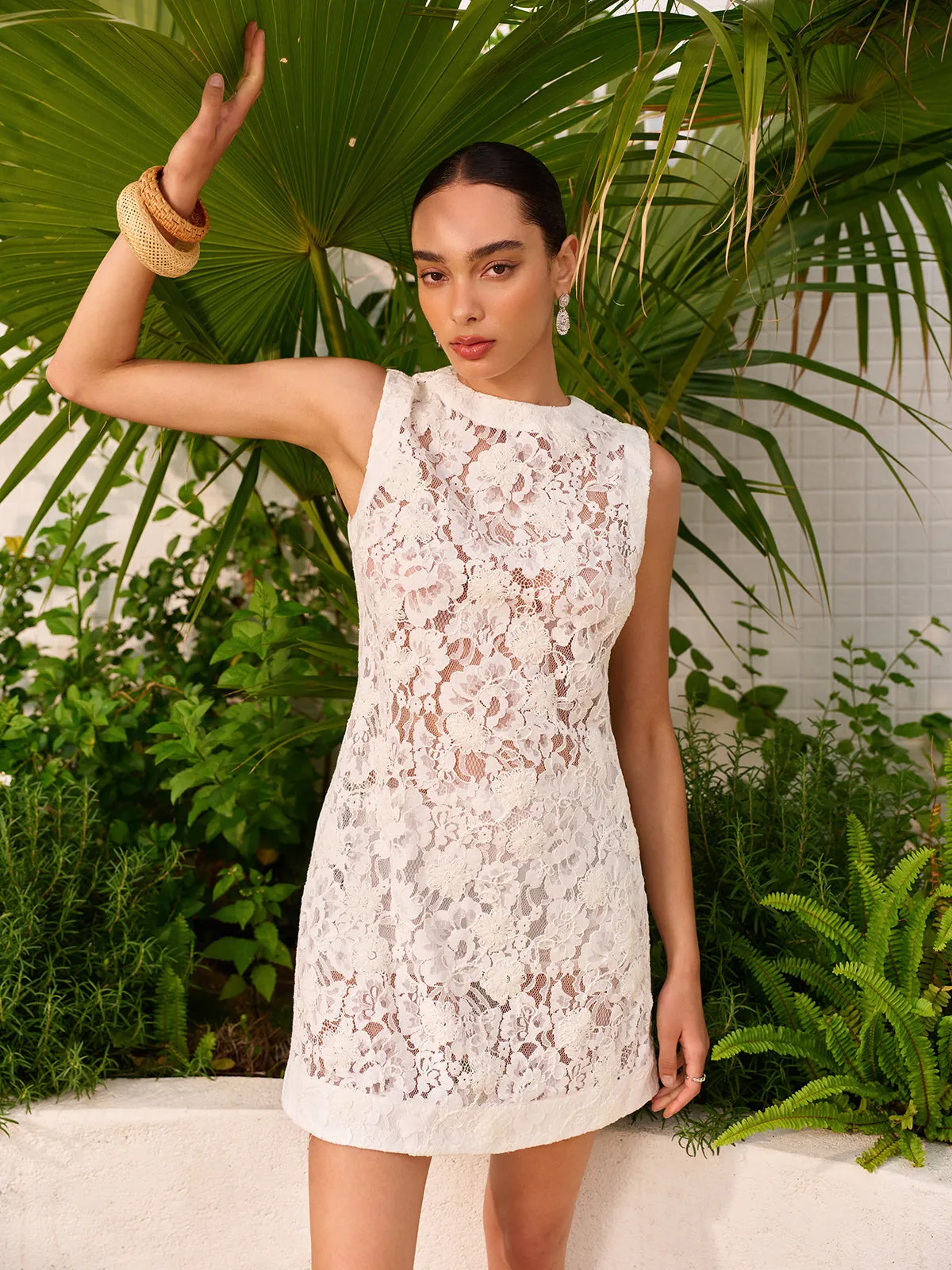 Semi-Sheer Lace Dress sold by COMMENSE product image thumbnail 4