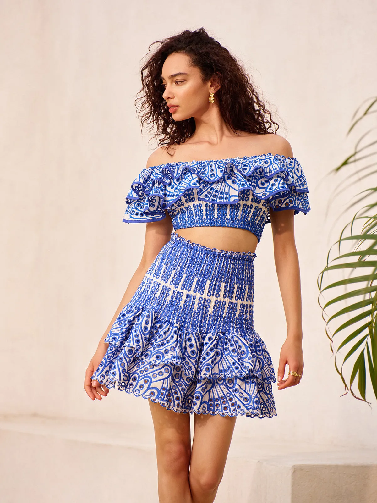 Off-Shoulder Ruffled Skirt Set sold by COMMENSE product image thumbnail 3
