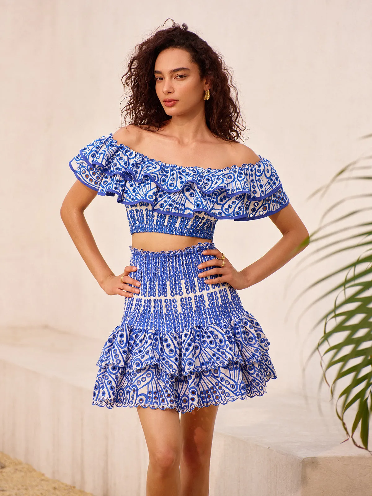 Off-Shoulder Ruffled Skirt Set sold by COMMENSE product image thumbnail 2