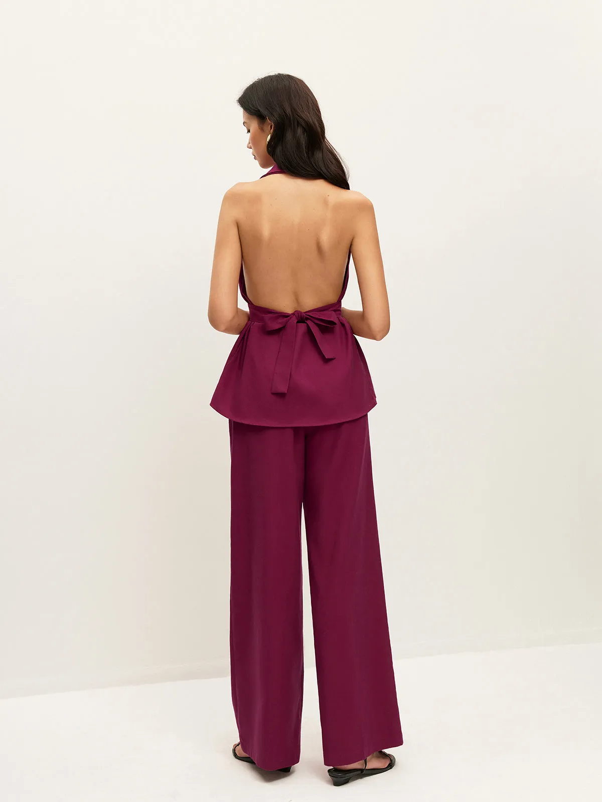 Halter Neck Belted Pocketed Pants Set sold by COMMENSE product image thumbnail 4