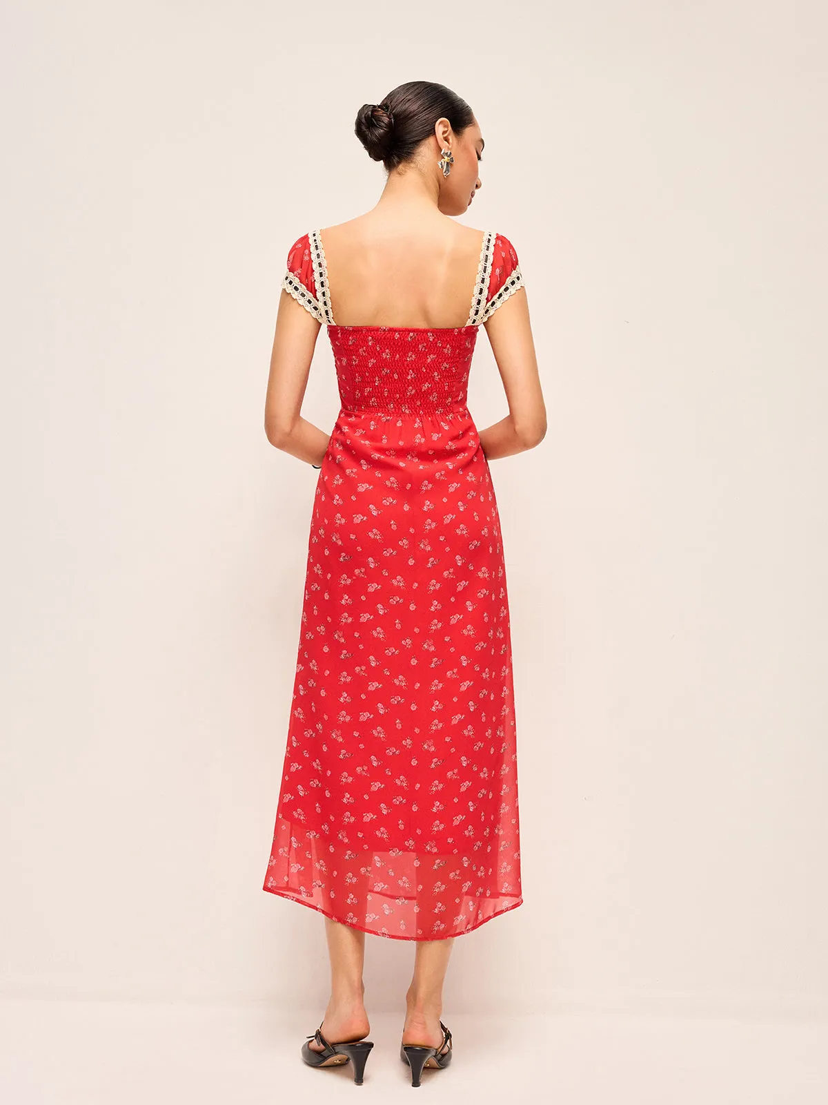 Tie-Back Floral Dress sold by COMMENSE product image thumbnail 5