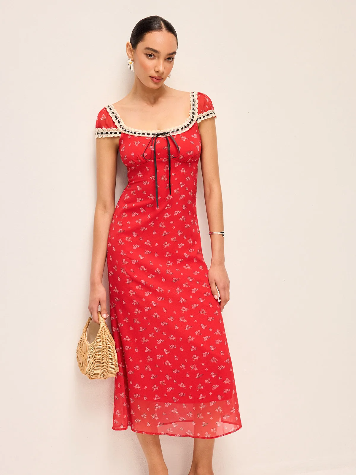 Tie-Back Floral Dress sold by COMMENSE product image thumbnail 3