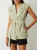 Belted Pocketed Vest sold by COMMENSE