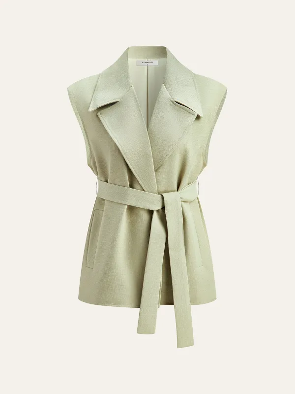 Belted Pocketed Vest sold by COMMENSE