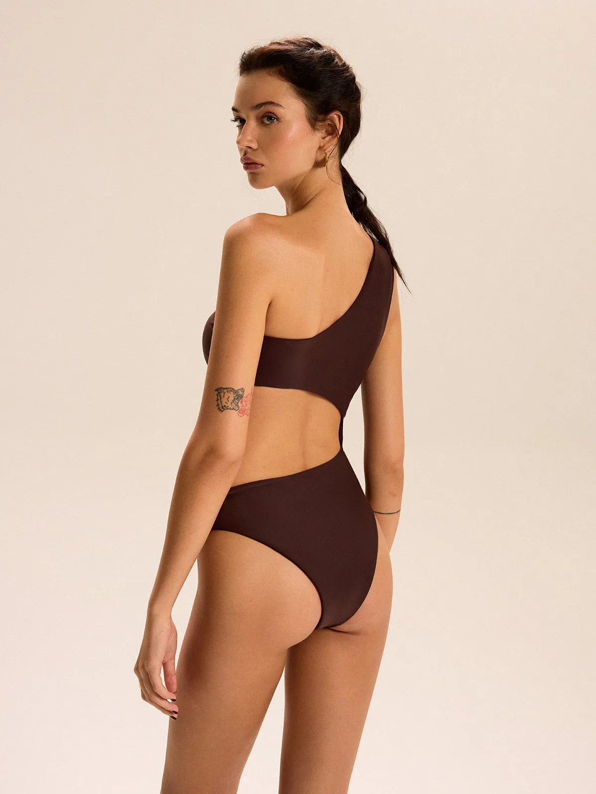 One Shoulder Cutout Metal Buckle One-Piece sold by COMMENSE product image thumbnail 5