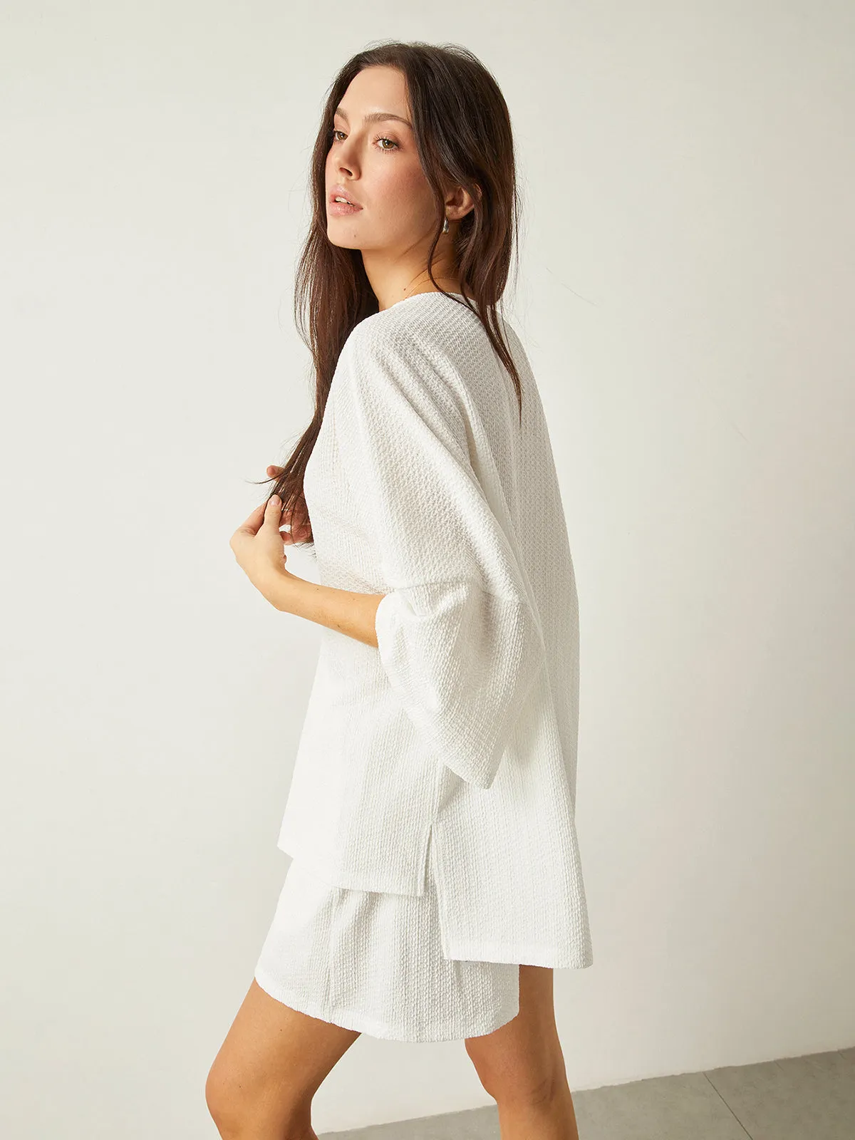 Button-Front Loose-Fit Shorts Set sold by COMMENSE product image thumbnail 5