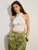 Cross Halter Cut-Out Tank Top sold by COMMENSE