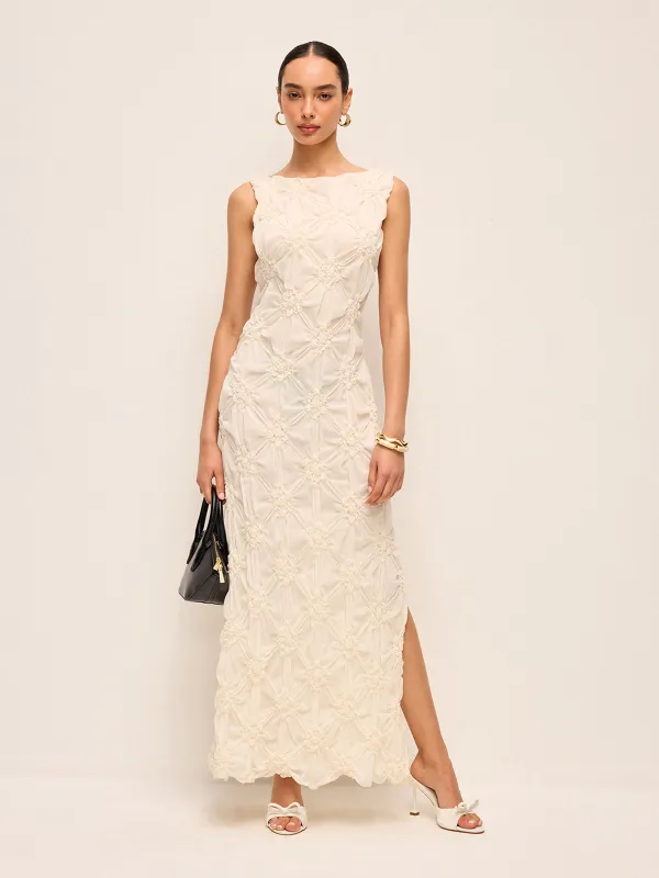 Elegant Embroidered Slit Maxi Dress sold by COMMENSE