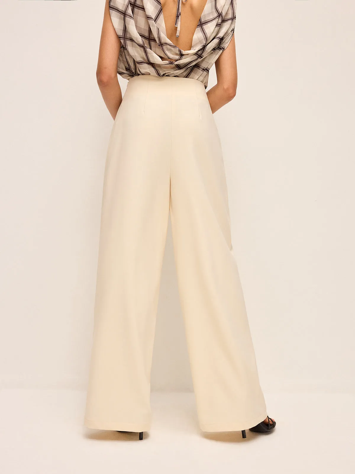 Mid-Waisted Wide-Leg Pants With Belted Detail sold by COMMENSE product image thumbnail 3