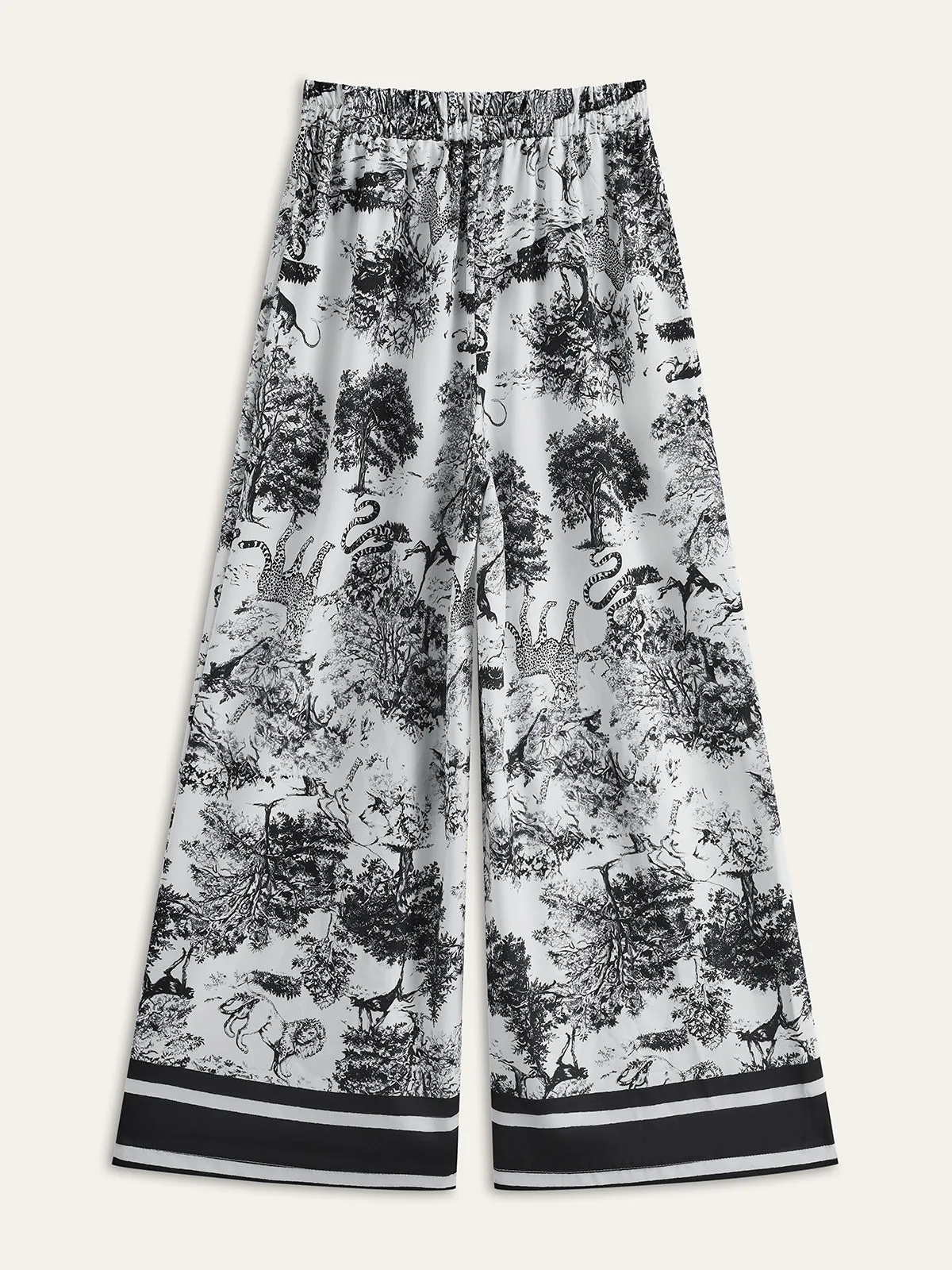 Printed Pants Set With Striped Trim sold by COMMENSE product image thumbnail 5