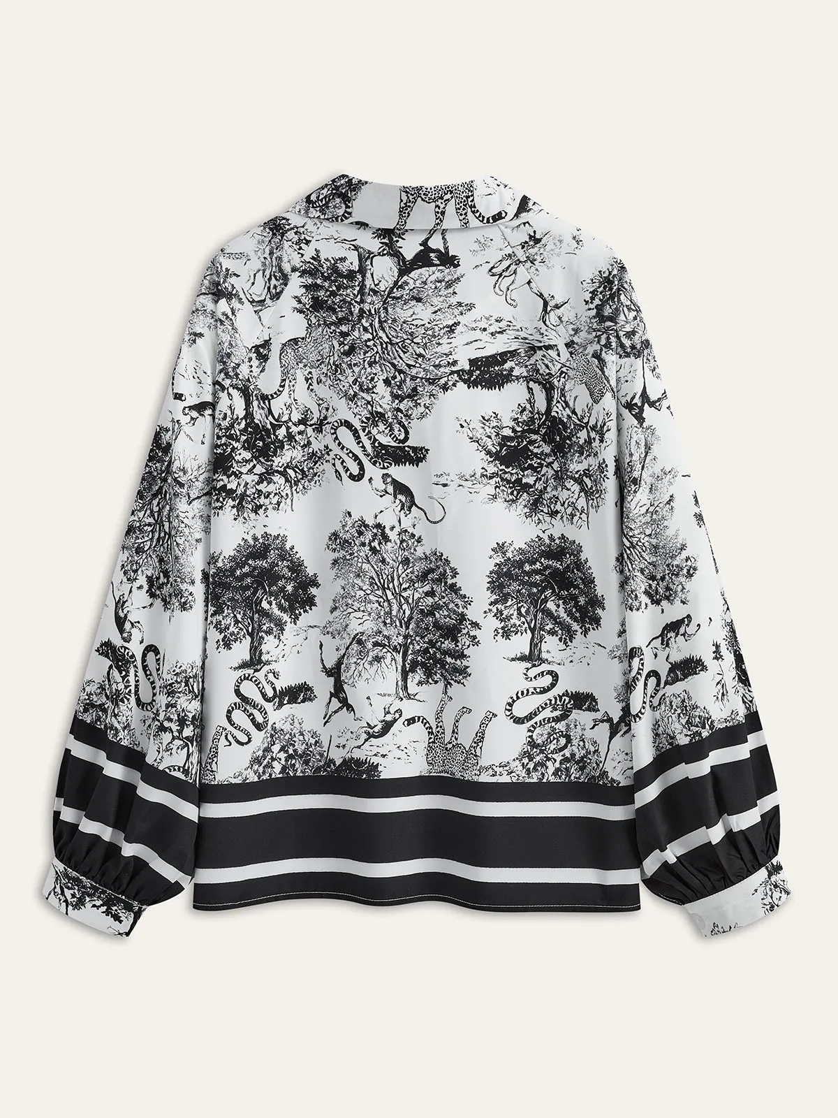 Printed Pants Set With Striped Trim sold by COMMENSE product image thumbnail 3