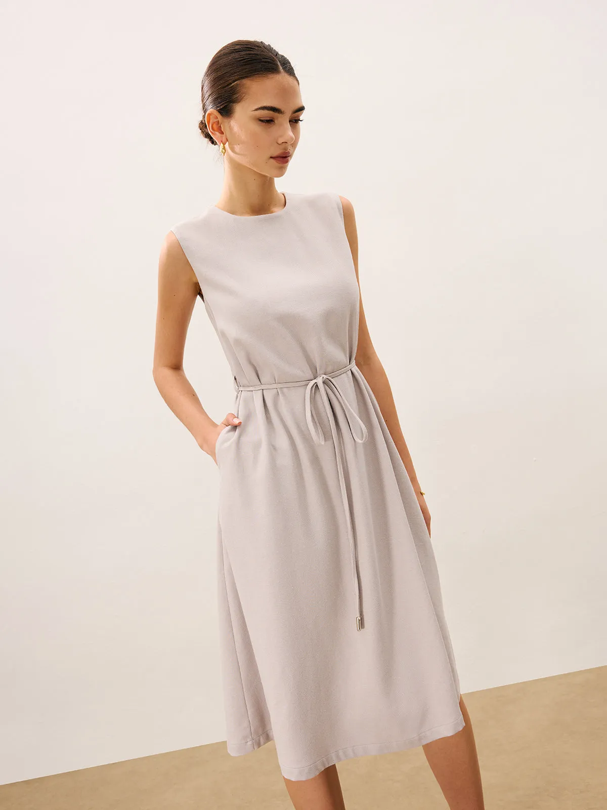 Sleeveless Tie Detail Midi Dress sold by COMMENSE product image thumbnail 4
