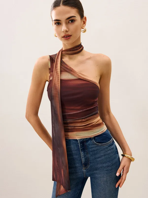 Dradient Top With Scarf-Detail sold by COMMENSE