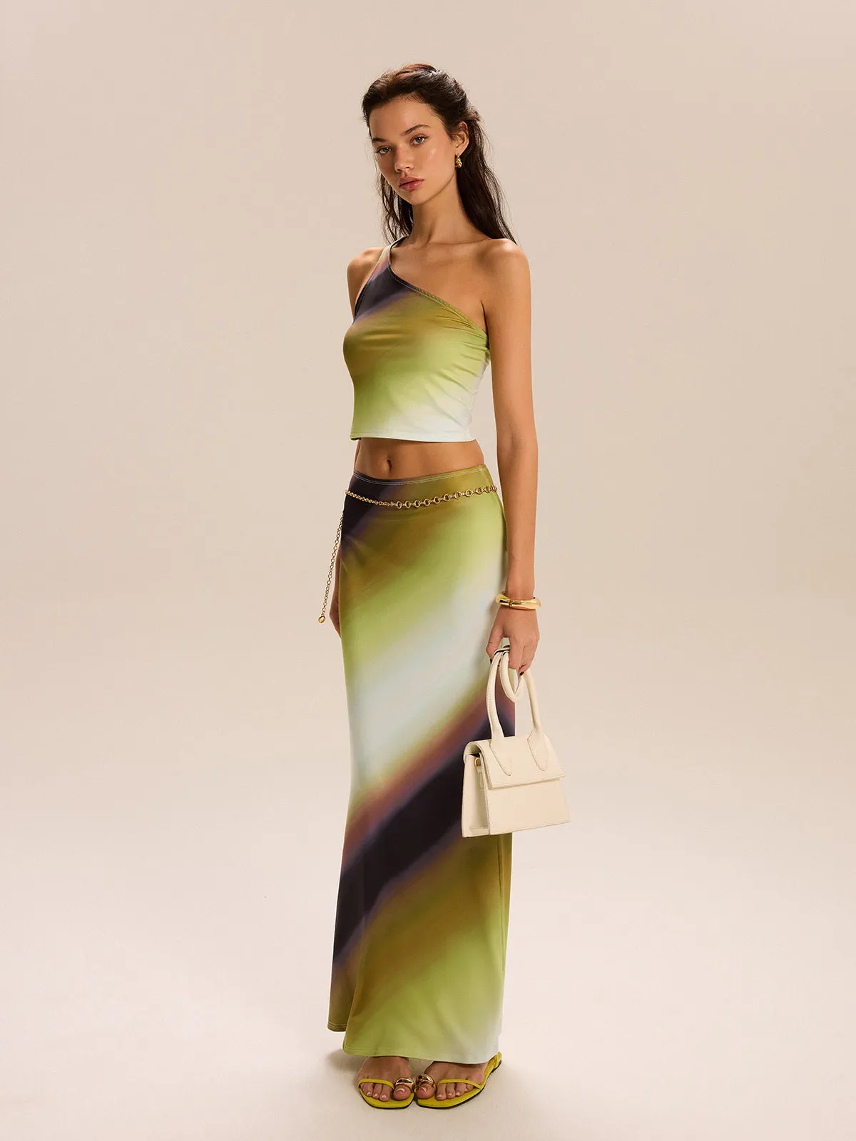 Gradient Print One-Shoulder Skirt Set sold by COMMENSE product image thumbnail 5