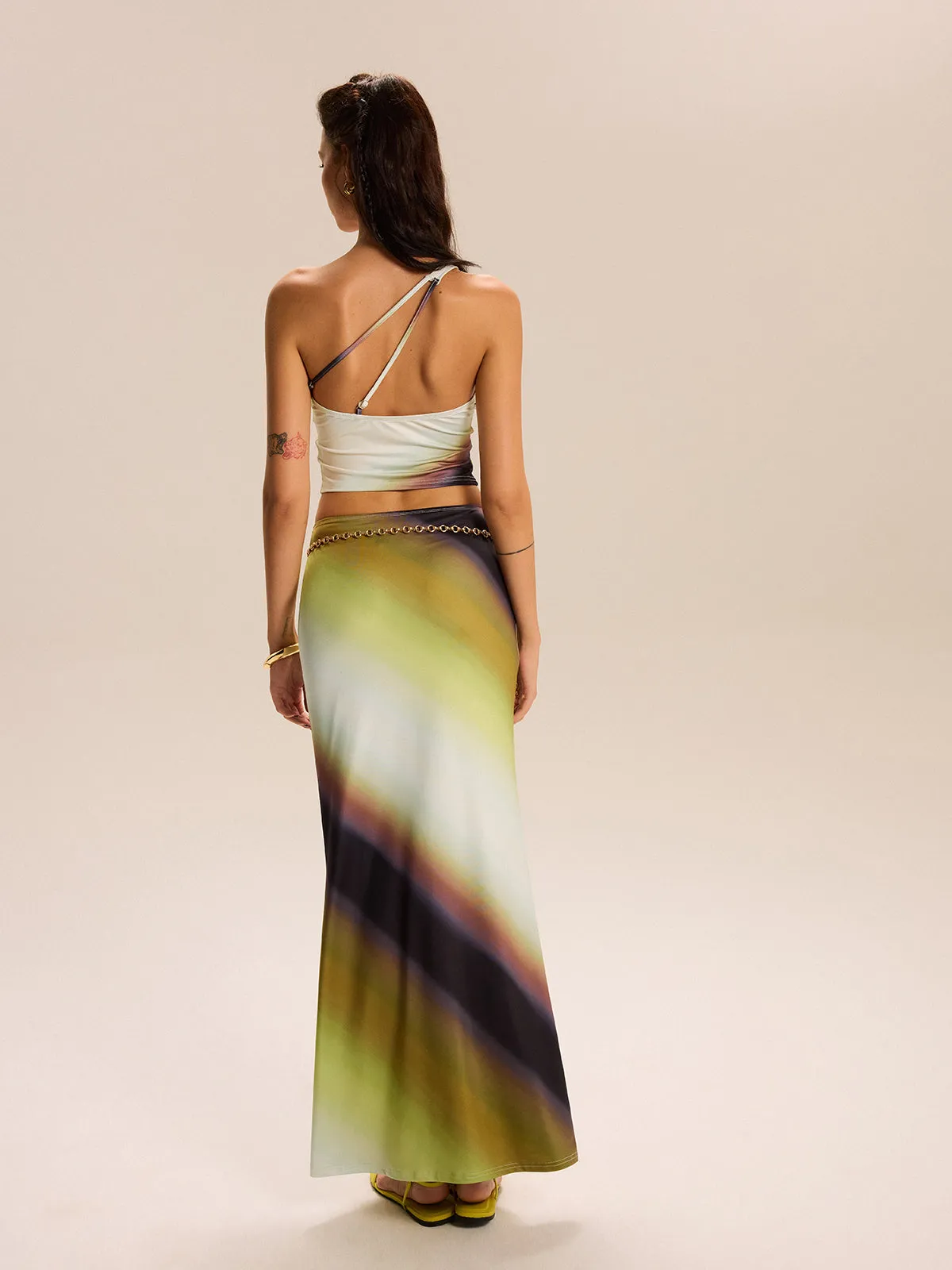 Gradient Print One-Shoulder Skirt Set sold by COMMENSE product image thumbnail 2