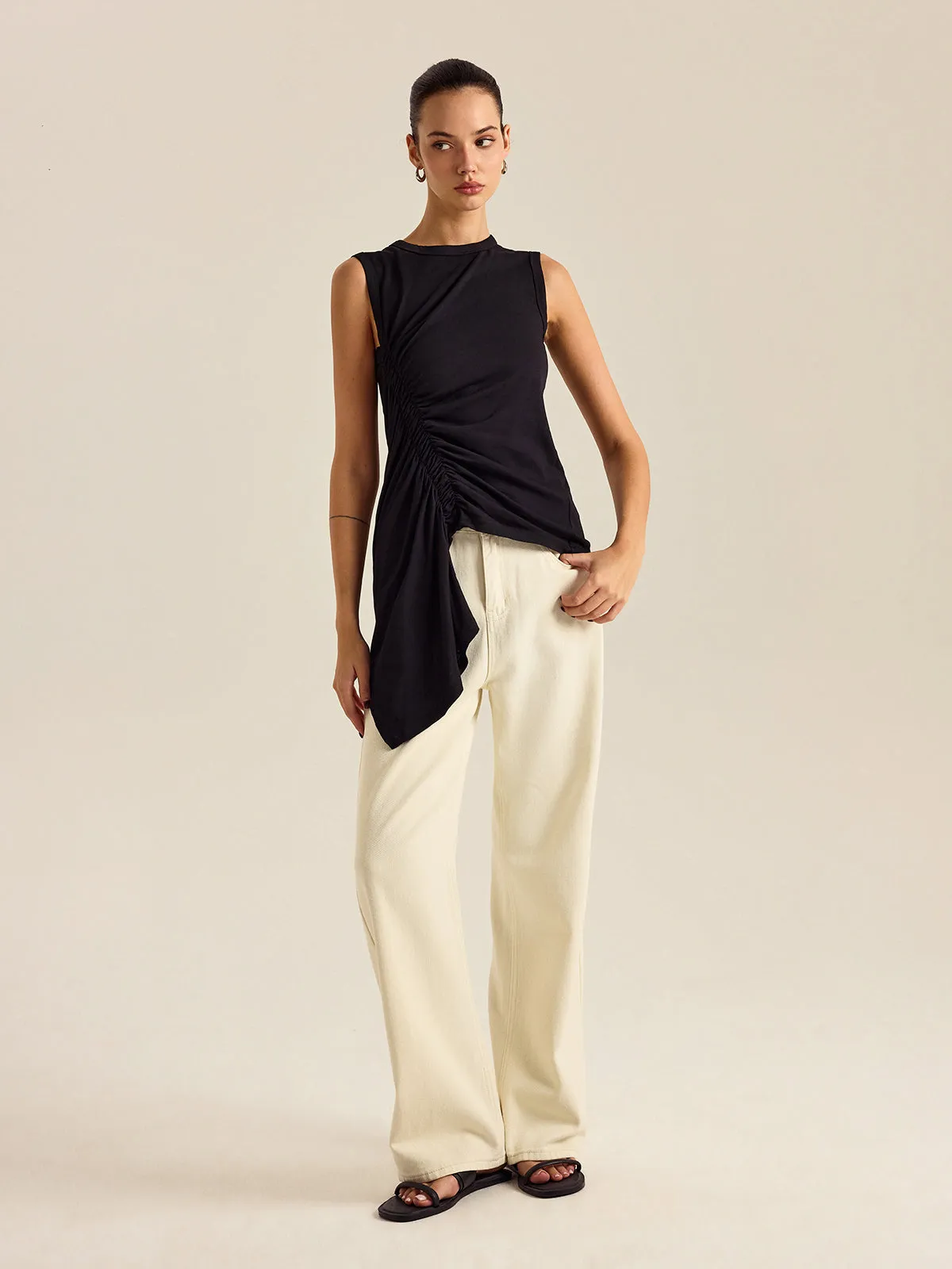 Asymmetrical Ruched Tank Top sold by COMMENSE product image thumbnail 3