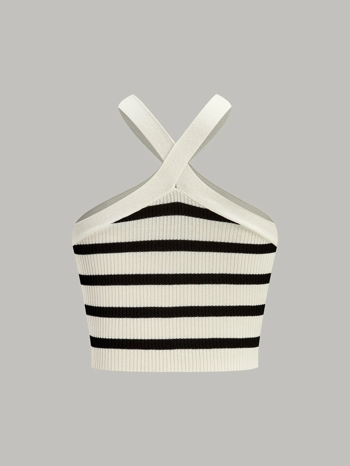 Striped Knit Halter Crop Top sold by COMMENSE product image thumbnail 3