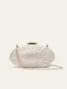 Pearl Texture Clutch With Gold Chain sold by COMMENSE