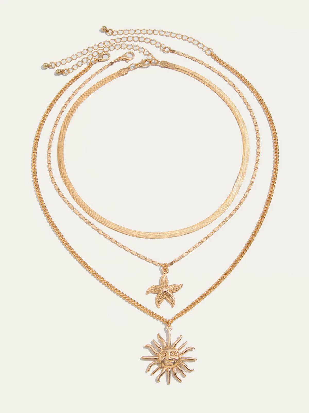 Multi-Layered Gold Sun And Starfish Necklace Set sold by COMMENSE product image thumbnail 2