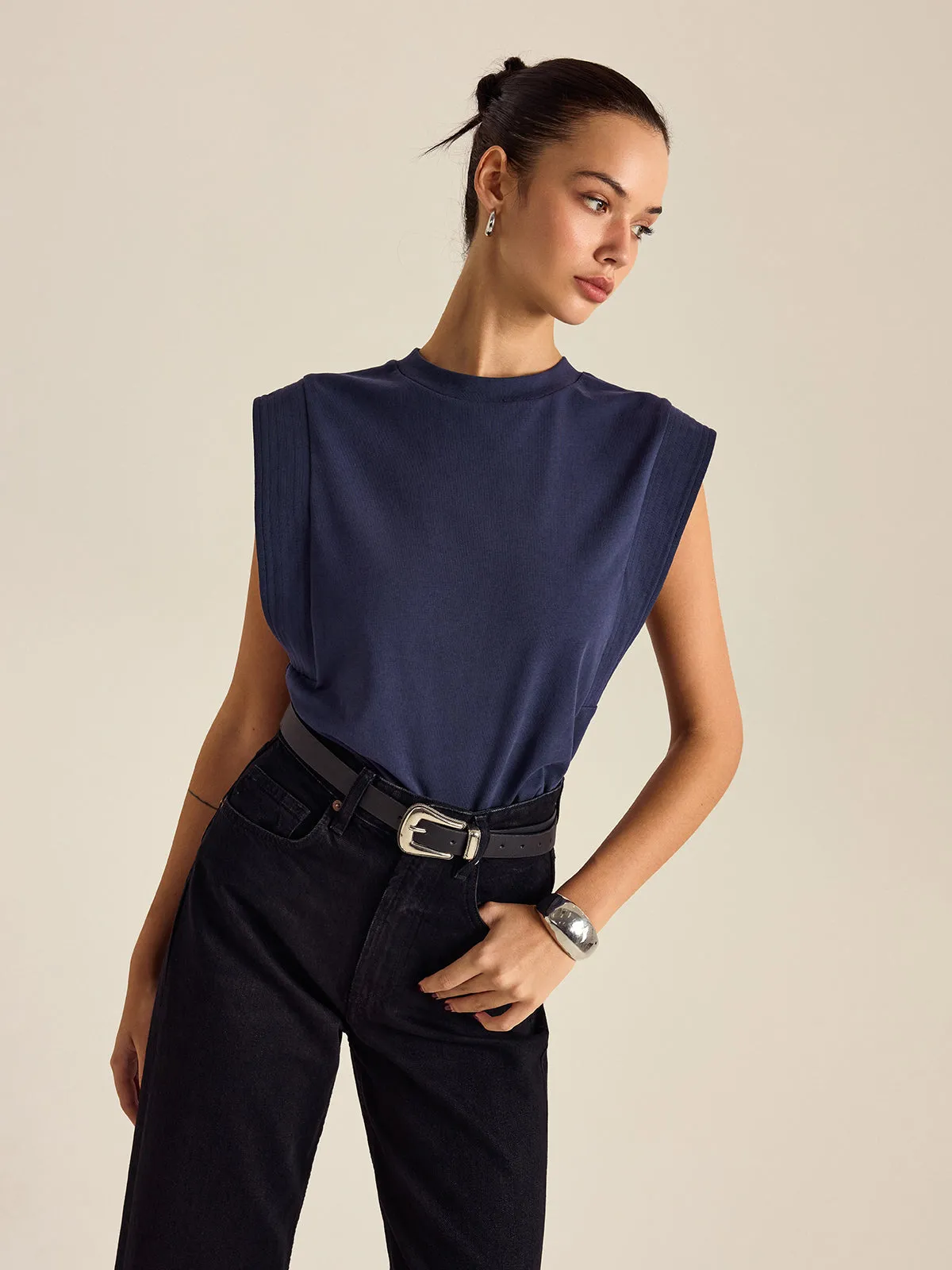 Cotton Crew Neck Sleeveless Top sold by COMMENSE product image thumbnail 3
