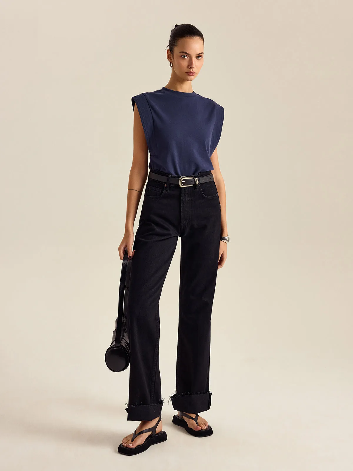 Cotton Crew Neck Sleeveless Top sold by COMMENSE product image thumbnail 2