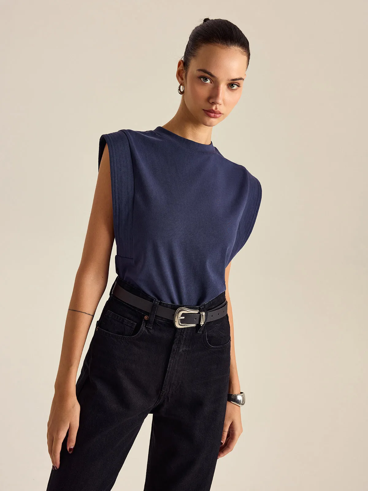 Cotton Crew Neck Sleeveless Top sold by COMMENSE product image thumbnail 4