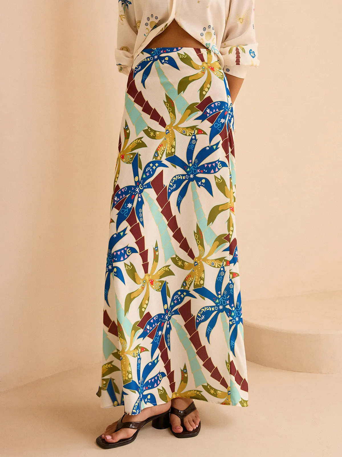 Tropical Print Maxi Skirt sold by COMMENSE product image thumbnail 3
