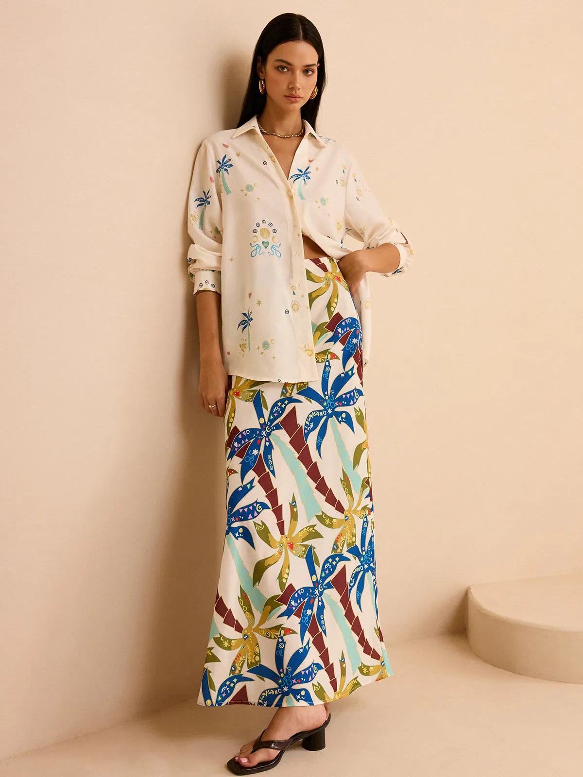 Tropical Print Maxi Skirt sold by COMMENSE product image thumbnail 2