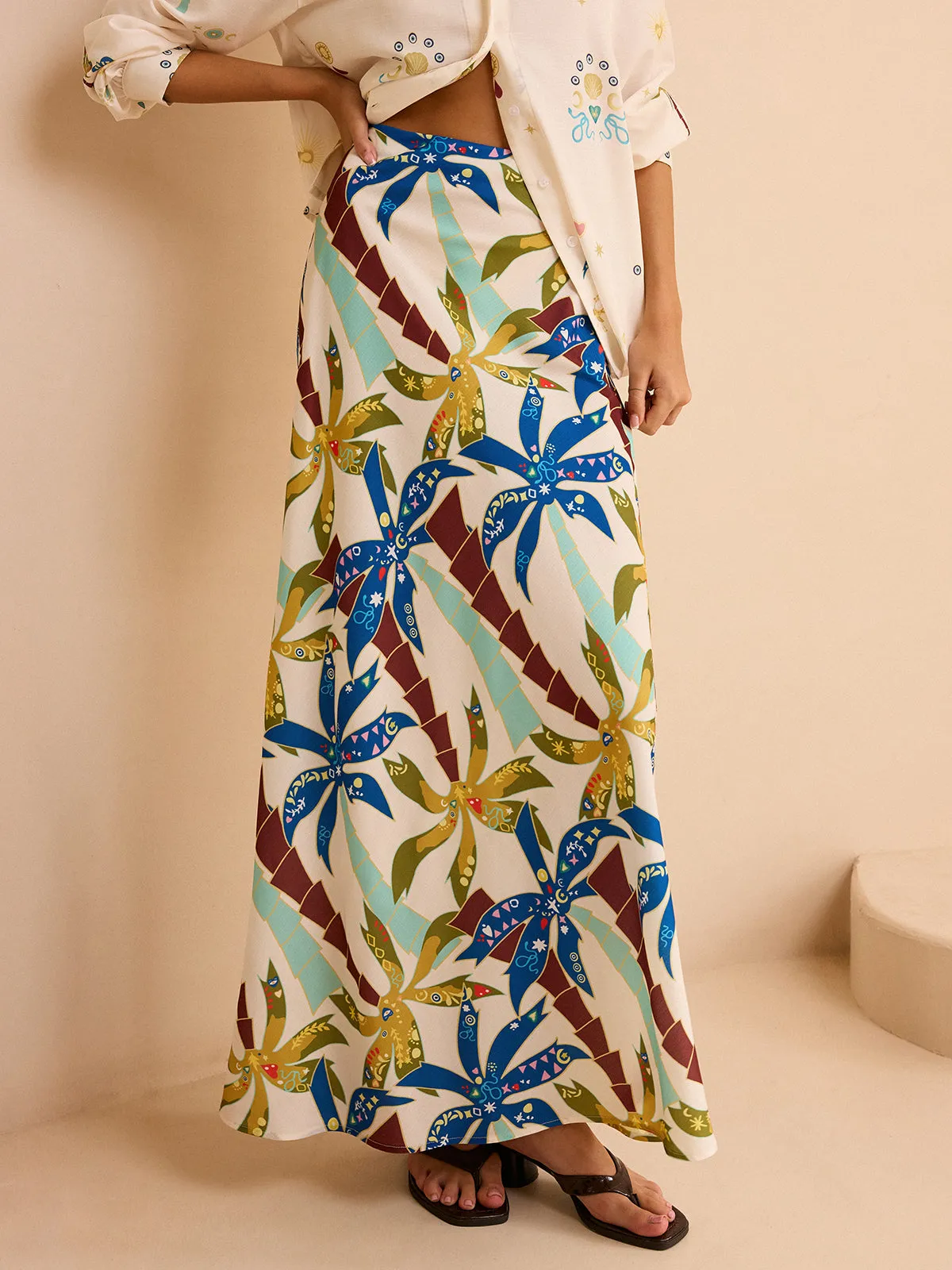 Tropical Print Maxi Skirt sold by COMMENSE