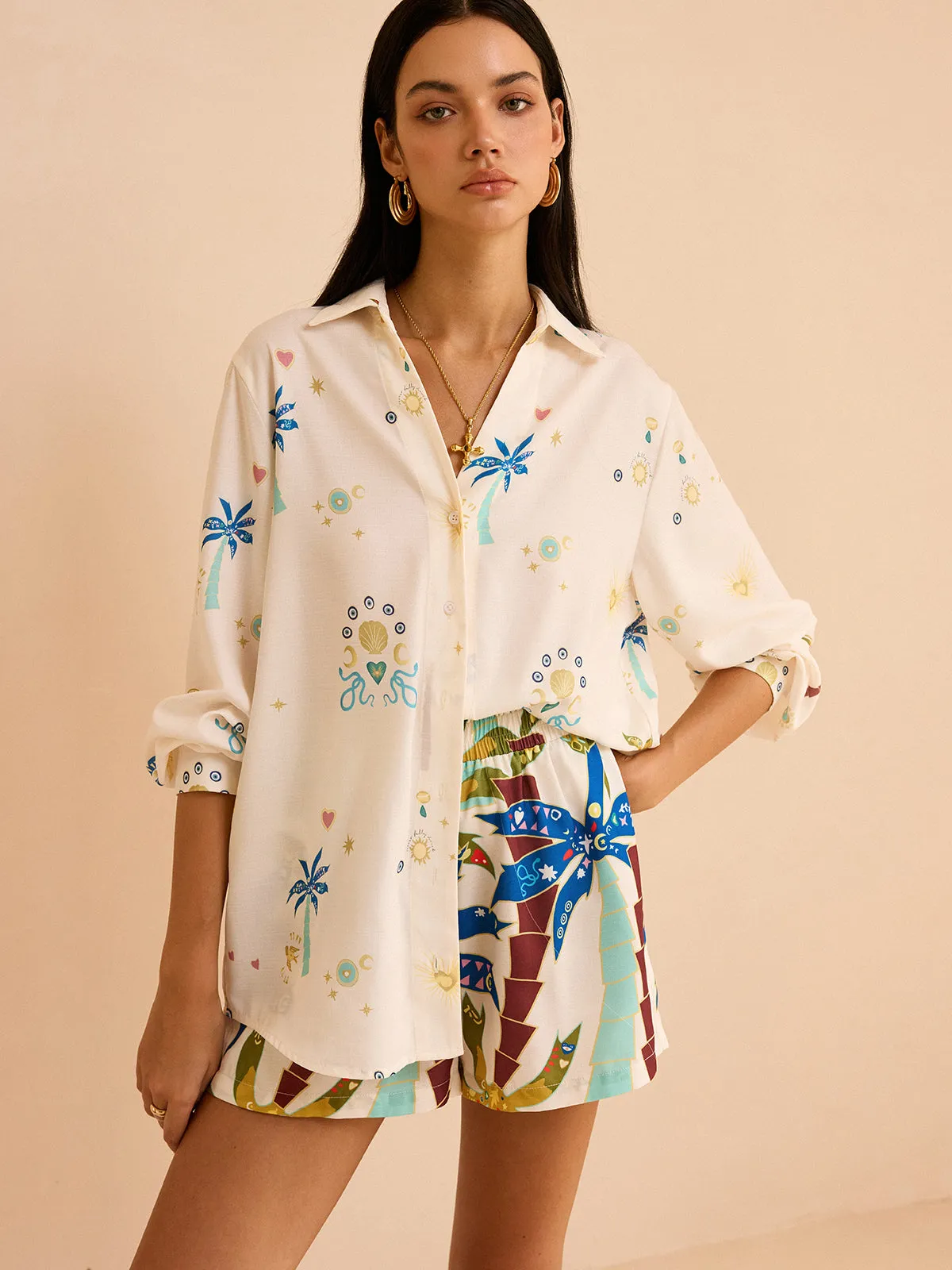 Tropical Print Shorts Set sold by COMMENSE product image thumbnail 2